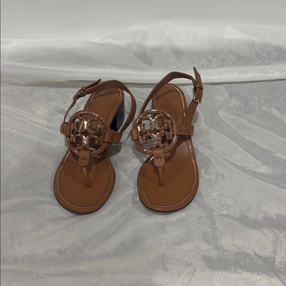 Tory Burch 6.5 Metal Miller Wedge Heels - Picture 2 of 9